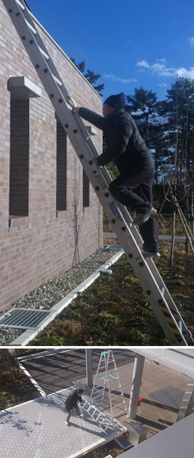 屋上に登っての作業です